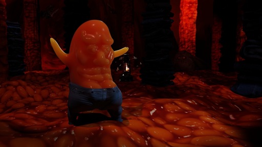 Handsome Bearward, the Beansiah stands in his kingdom of beans: the BeanRooms. The floor is an ocean of beans with pillars of beans rain down from above. He holds a gran lamp as tribute for the many moths that have gathered on Lemmy. In the background giant moths fly around and lurk in the dark. 